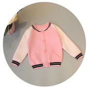1-5岁小童 2016秋季新品 韩国品牌女童可爱棒球毛衣外套 开衫