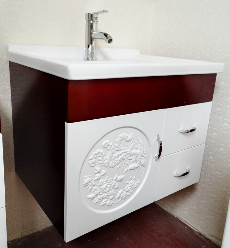 简约时尚pvc陶瓷盆60公分浴室柜洗脸盆