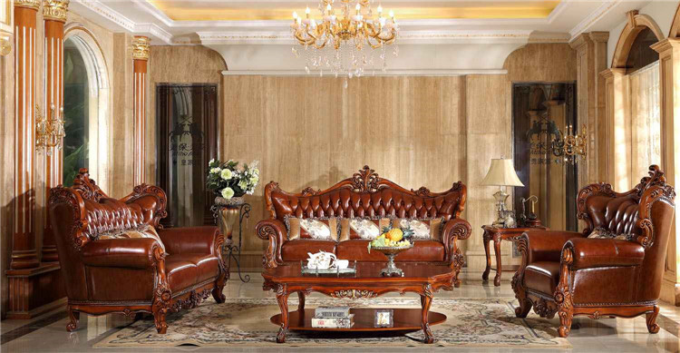 首页 办公家具 办公沙发系列 实木牛皮沙发 >豪森欧美式古典真皮沙发