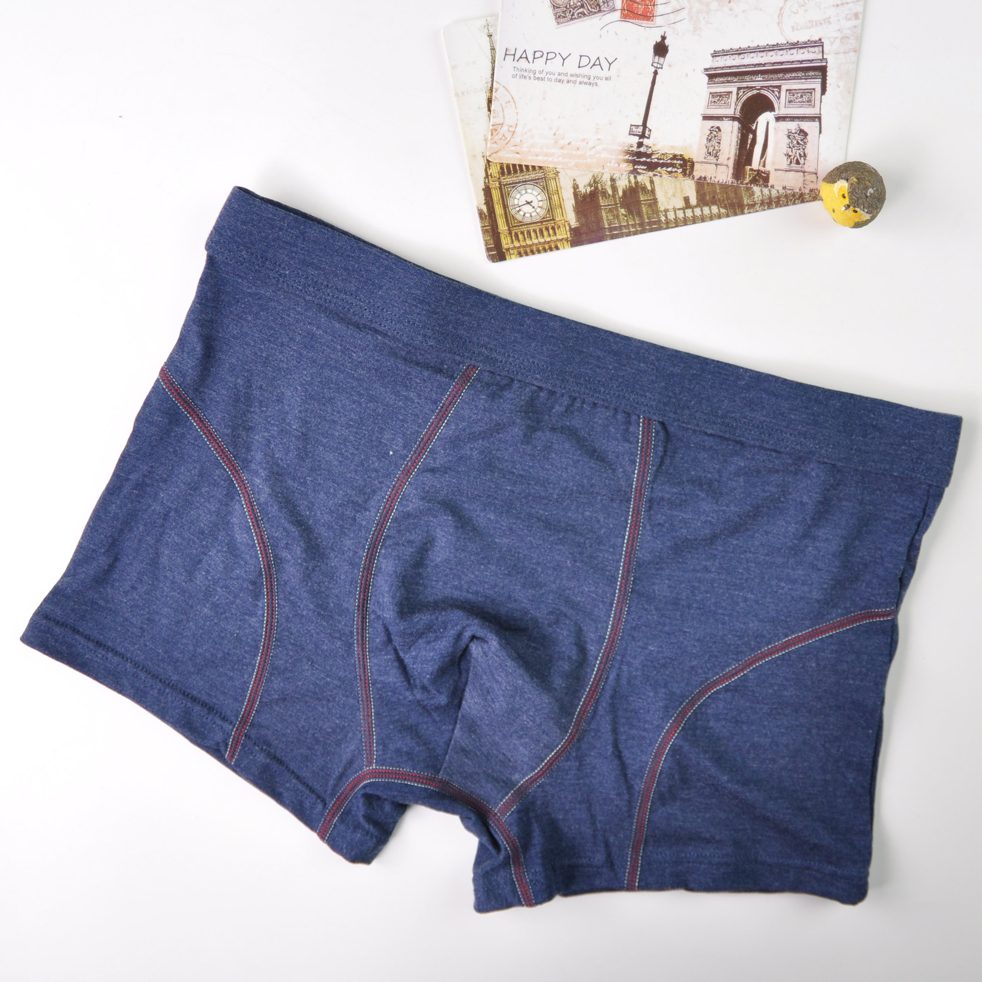 简约混纺彩纱秋冬四角裤保暖纯棉抗菌透气男士凹凸设计平角内裤