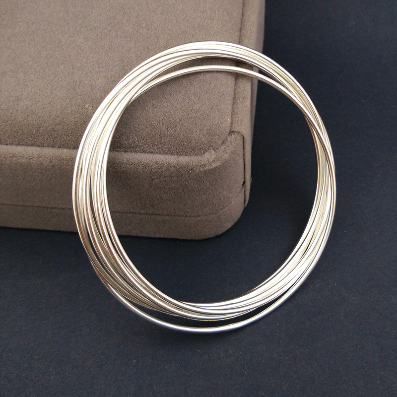 s925纯银素银多圈银环简约时尚多圈手镯手环