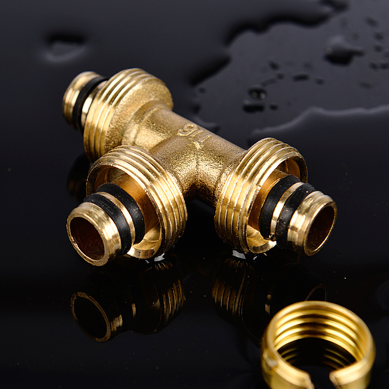 太阳能热水器1216铝塑管配件 铜接头卡套式等径铝塑三通接头 包邮