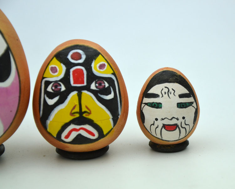 套娃 创意套娃 儿童玩具 蛋形 京剧脸谱 图案 手工绘制 蛋5层
