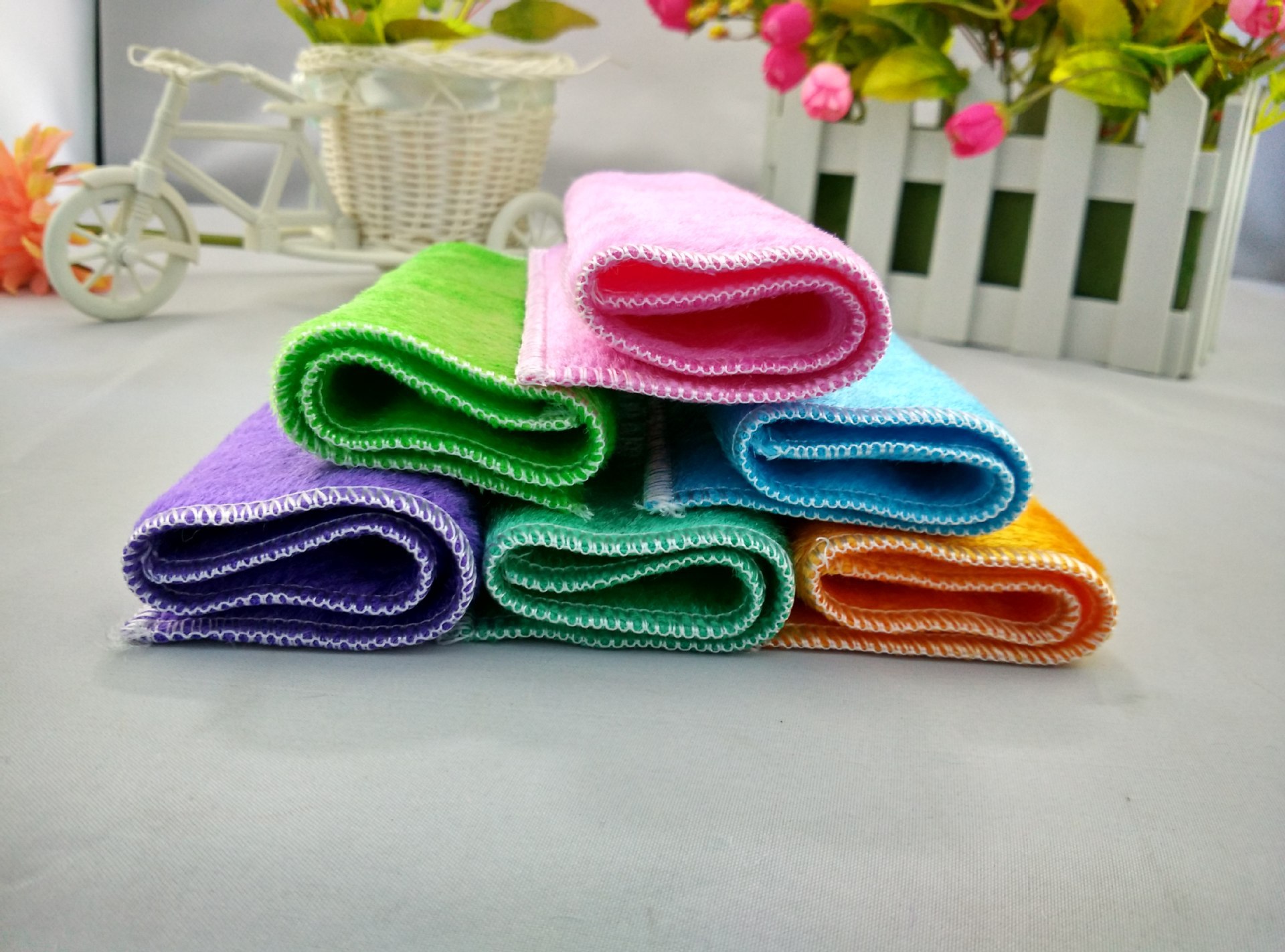 厂家直销韩国双层竹纤维抹布不沾油洗碗巾百洁布18*23一代代发