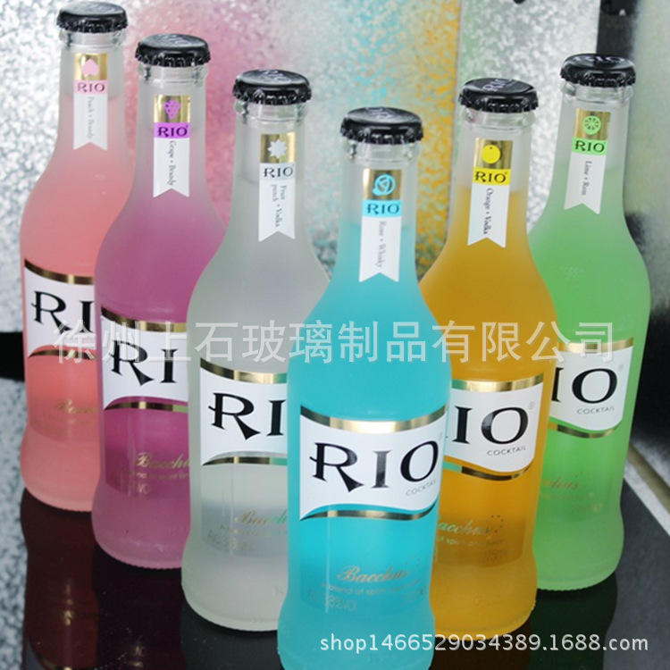 厂家批发透明 蒙砂 鸡尾酒瓶 玻璃瓶 rio酒瓶