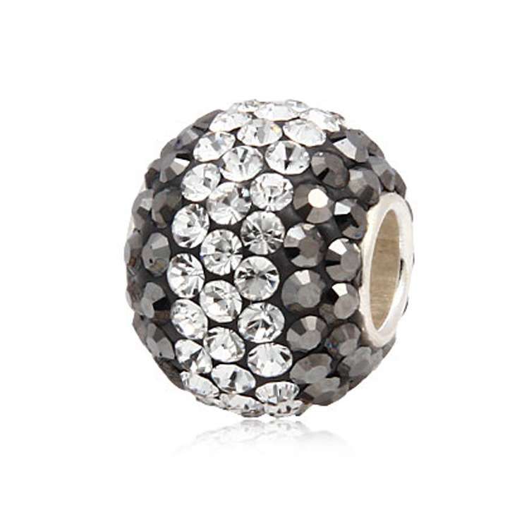 经典女款香巴拉挂件 925纯银直通管 diy手链灰色串珠 大孔珠