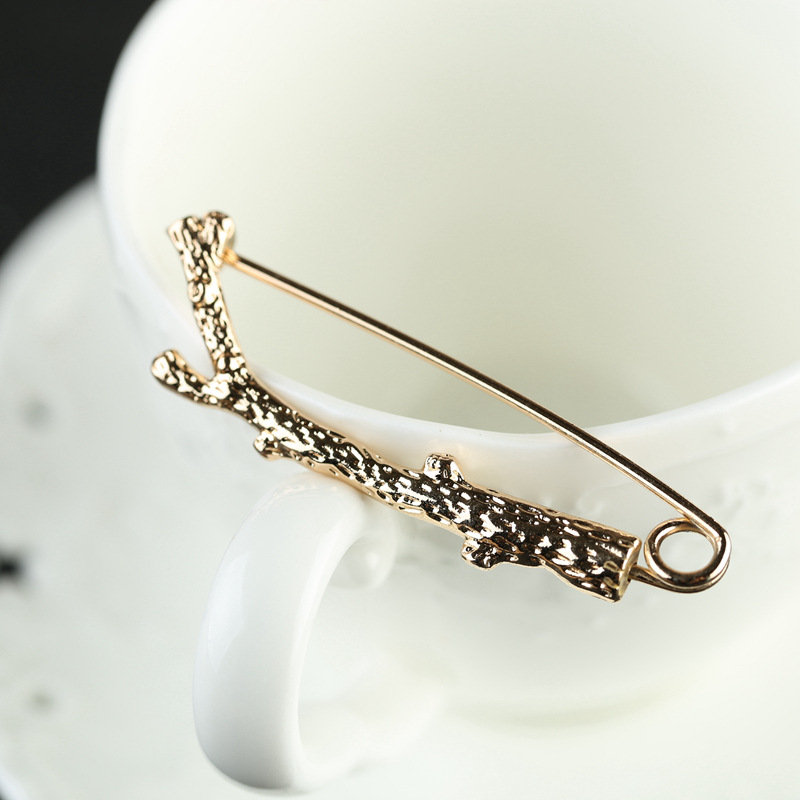 原创复古树枝金属胸针毛衣开衫大别针文艺胸花外贸披肩扣女配饰品