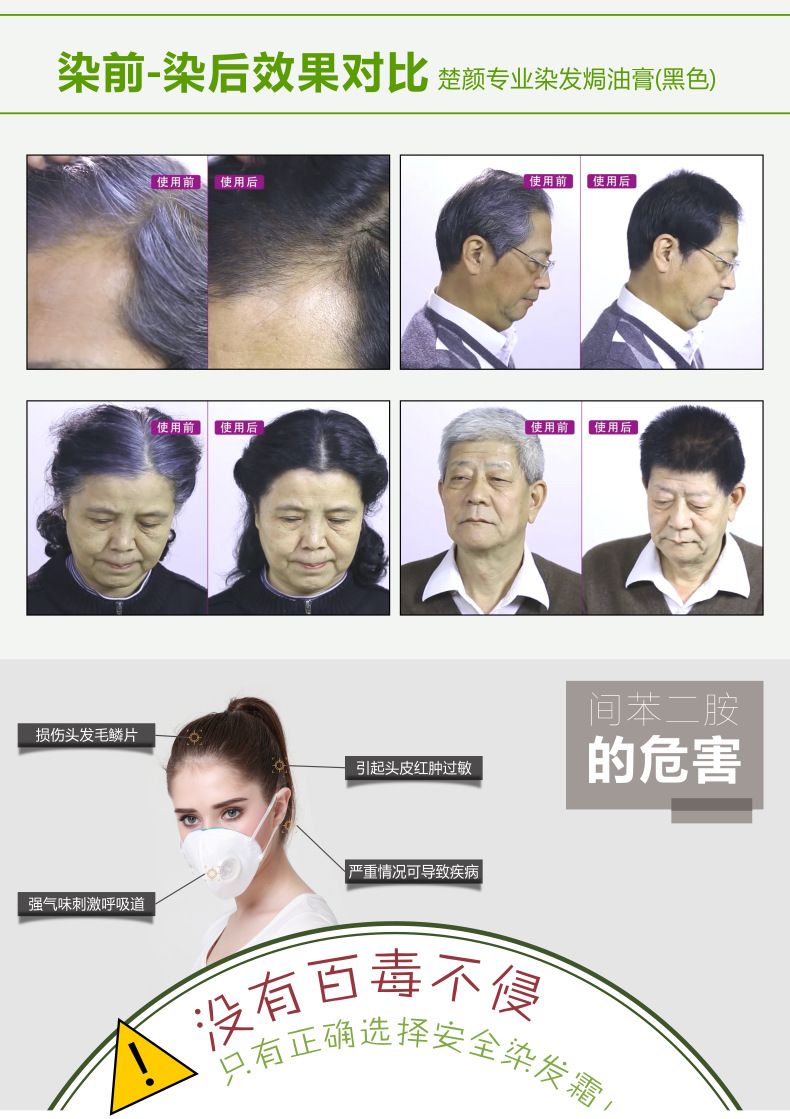 楚颜黑核桃植物黑色染发剂 纯黑发染发膏天然一梳黑一洗黑洗发水