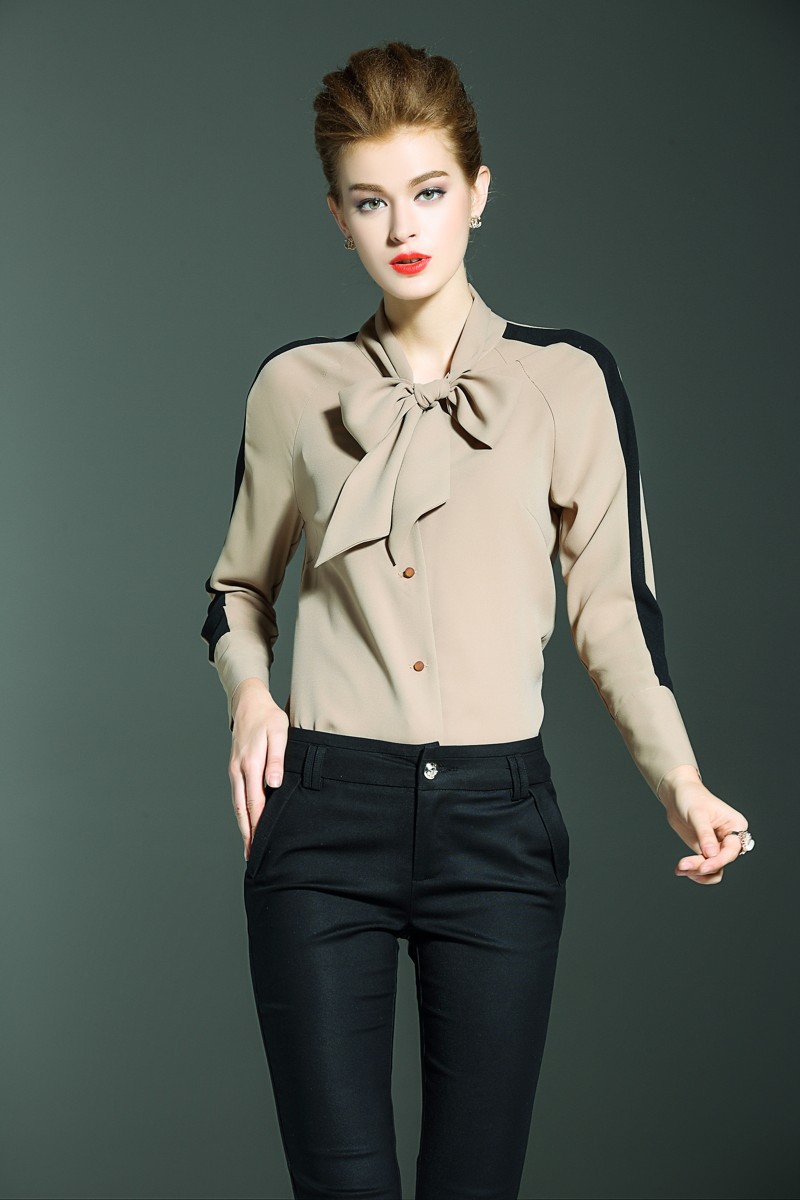 2016秋装新款时尚拼接九分袖上衣气质优