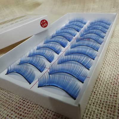 蓝色046假睫毛10对表演睫毛批发