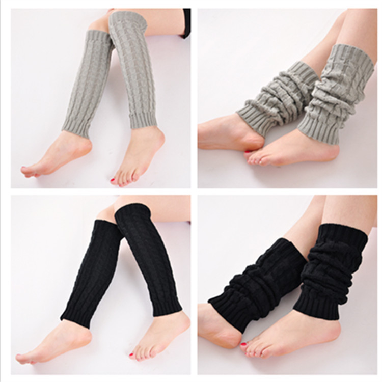 Korean Warm Wool Thickness Knitted Leg Warmers Bunching Socks Leg Warmer Three Yarn Full Twist Japanese Knee Pads Booties Ladies