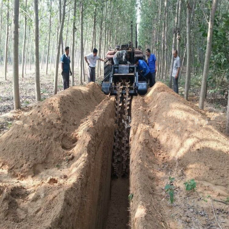 自来水管道开沟机农用果园挖沟机四轮链条式挖沟机