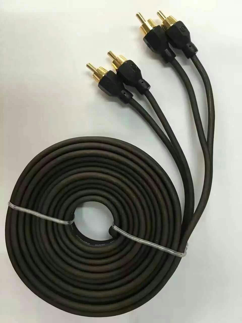 汽车音频线 信号线 rca 金属绿5米音频线