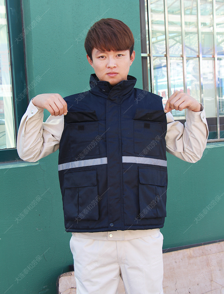 冬季棉马甲劳保工作服印字工地防寒保暖多兜造船厂加厚棉衣包邮