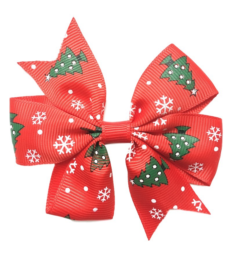 2016新款罗纹缎带燕尾圣诞主题蝴蝶结发夹 儿童发饰头饰 圣诞礼物