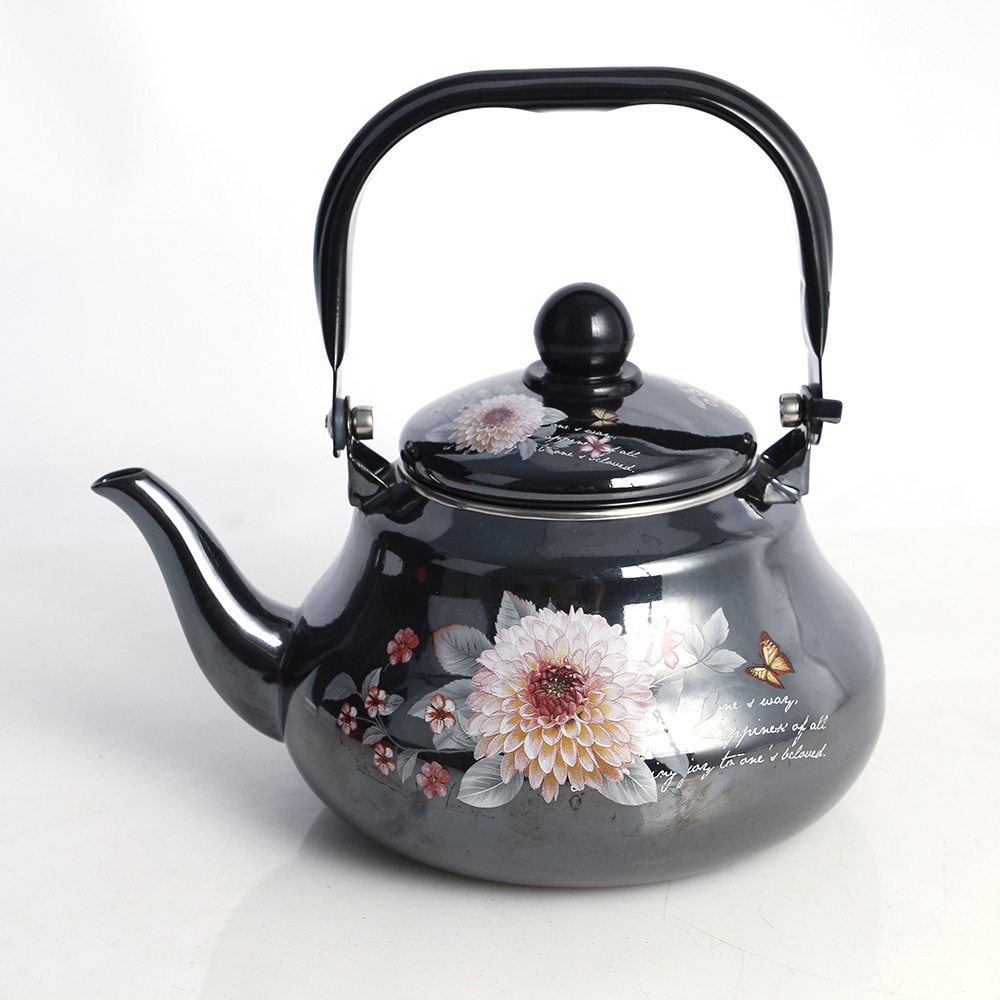 外贸礼品搪瓷烧水壶 复古怀旧珐琅镜面釉梨形水壶搪瓷壶