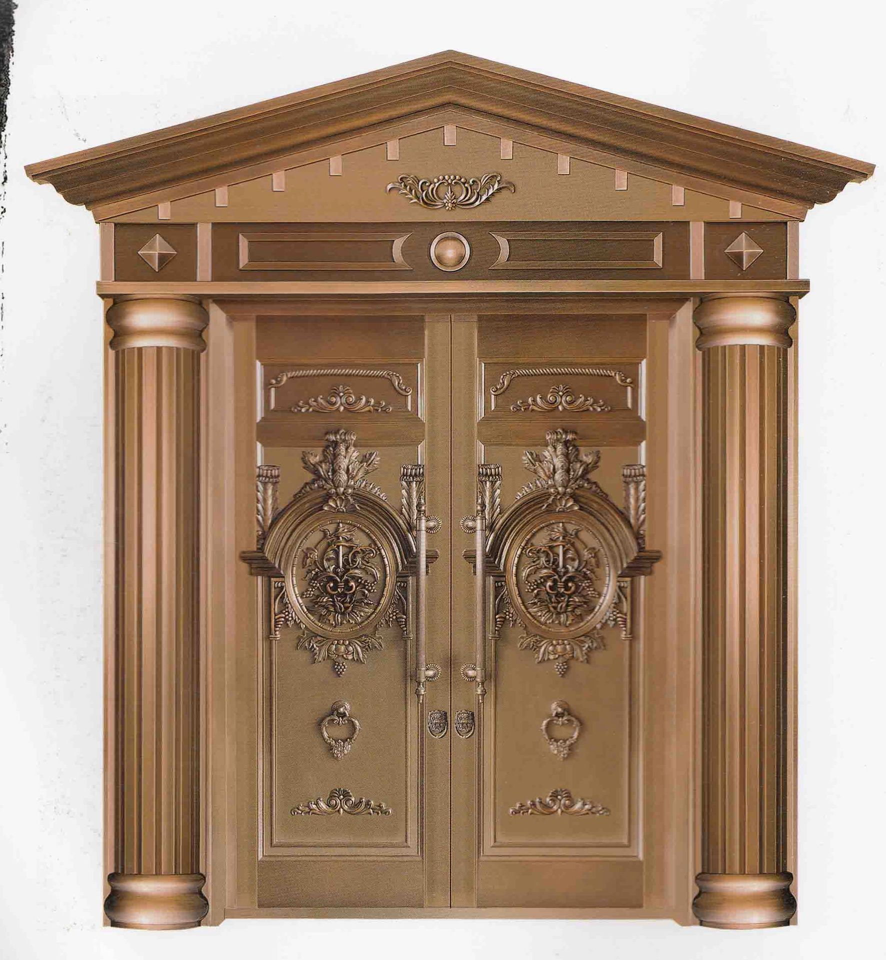 厂家定制高档精品铜门 蚀刻木纹材质 实铜浇铸 豪华欧式铜门