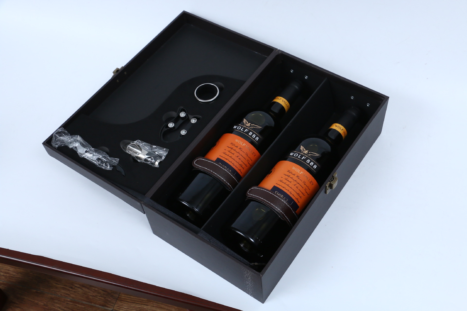 禾富山谷西拉皮质红酒包装盒双支通用葡萄酒礼盒红酒皮盒