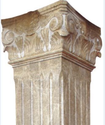 广东厂家定做 浅啡罗马方柱 欧式雕花石柱 客厅石材装饰柱