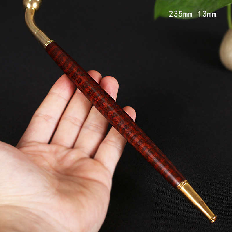 明慧工艺 蛇纹木满纹【烟斗】手把件 文玩