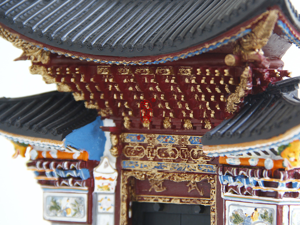 古时候三滴水门楼古建筑模型客厅装饰品摆件创意微缩艺术品中国风