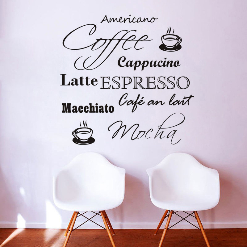 英文coffee玻璃橱窗咖啡店专用装饰pvc个性可移除墙贴定制 1407