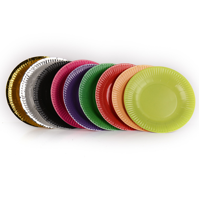 新品批发派对用品一次性彩色蛋糕盘 单色系列7寸园形纸盘可定做