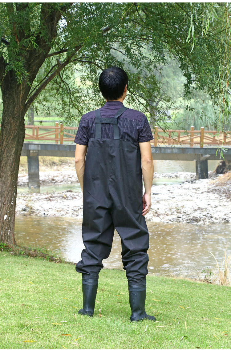 下水裤全身防水加厚卡其尼龙防滑钓鱼裤定做抓鱼捕鱼塔丝绒雨裤-阿里