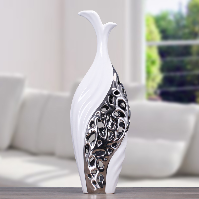 Living Room TV Cabinet Home Decoration Ceramic Crafts Decoration Wedding Gifts Electroplating Abstract Art Hollow Vase
