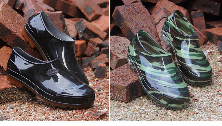 低筒迷彩雨鞋男防滑雨靴 酒店厨房水鞋实用舒适元宝鞋劳保鞋