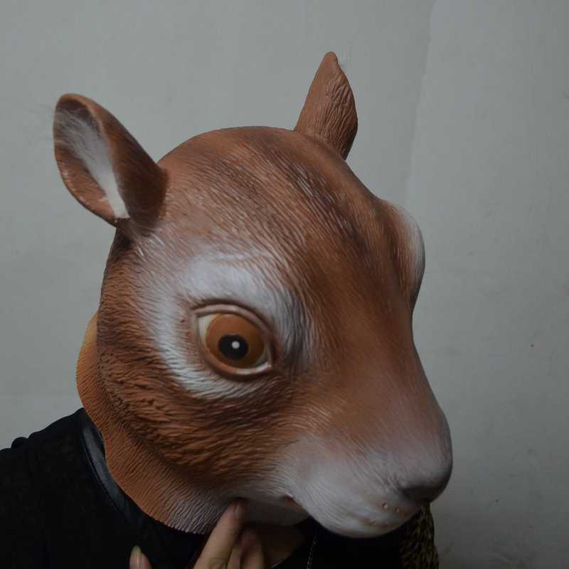 直销松鼠面具头套 可爱松鼠面具头套 万圣节cosplay动物头套面