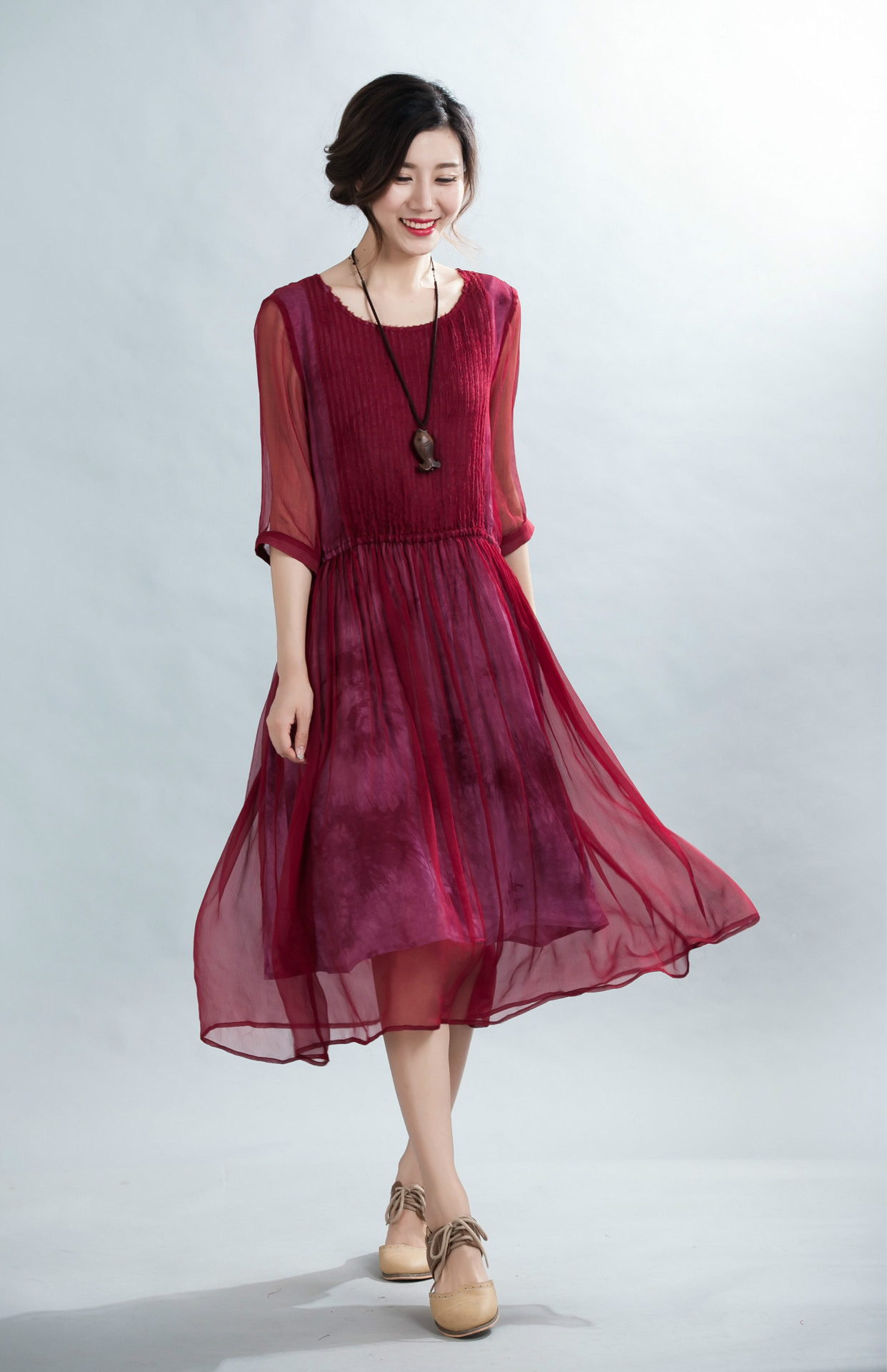 布哩2018夏季新款桑蚕丝真丝连衣裙加长款高端女式裙子女装批发