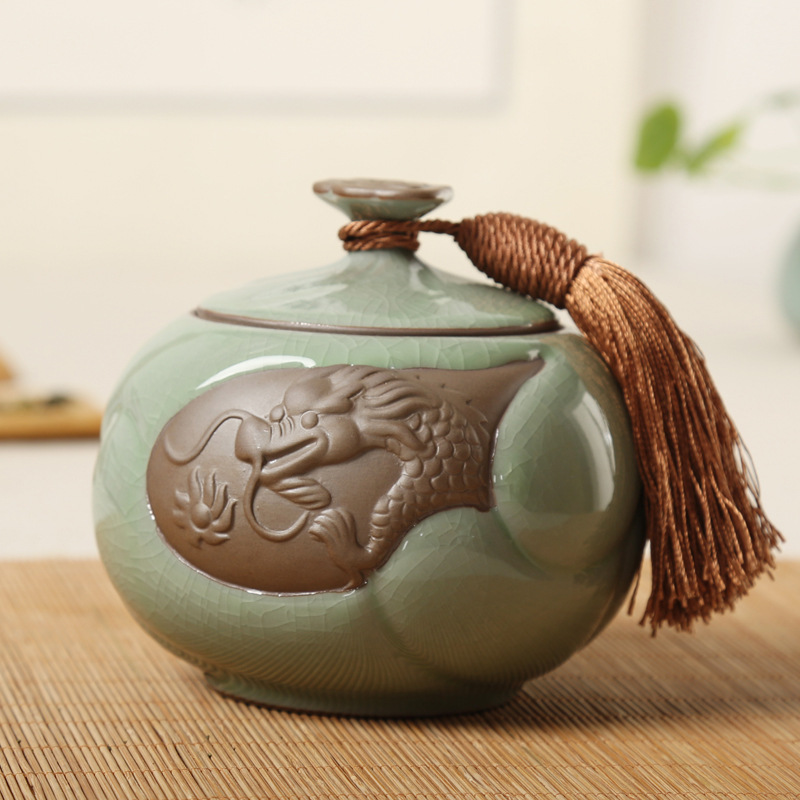 联丰陶瓷罐 汝哥窑茶叶罐散装绿红茶罐普洱小号茶叶密封罐包装盒