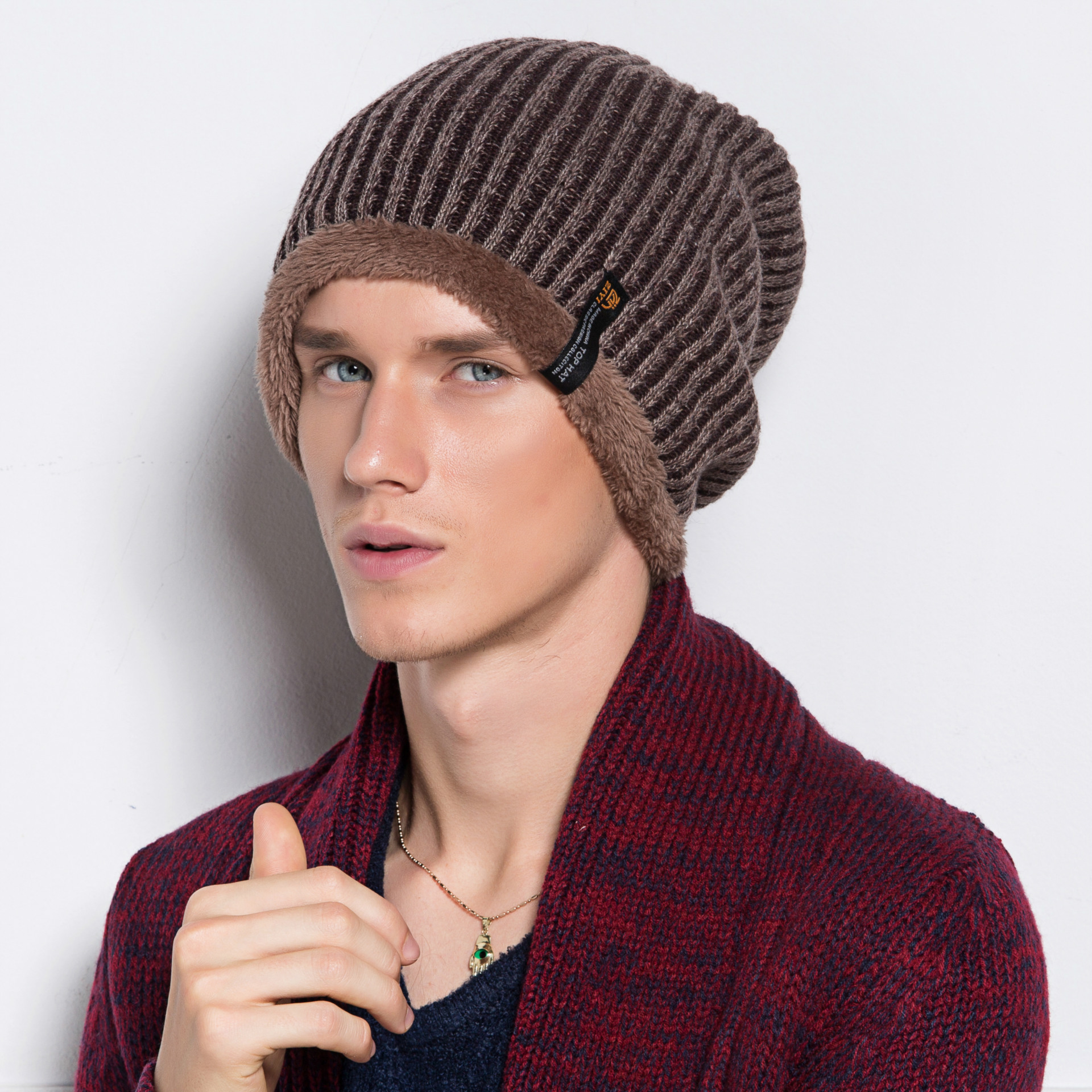 百搭帽子厂家批发羊毛针织帽秋冬羊毛男帽