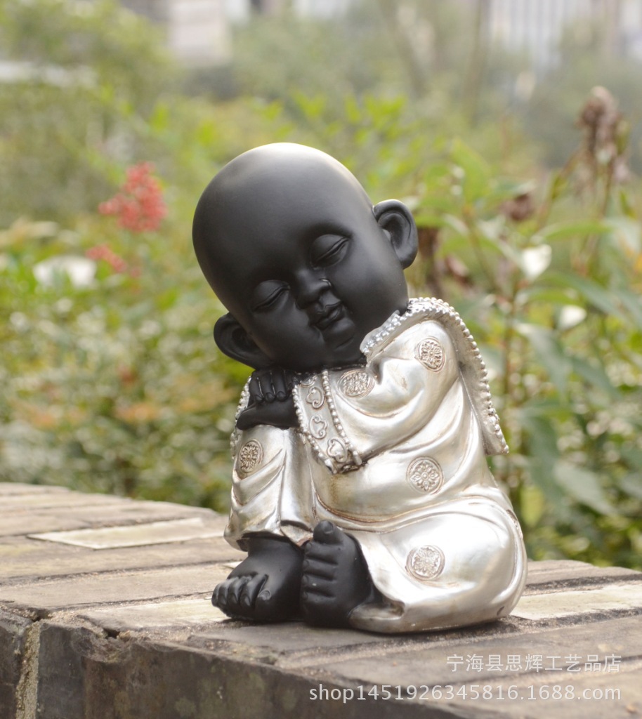 批发东南亚超呆萌小和尚佛像摆件树脂工艺品别墅酒店睡佛装饰礼品