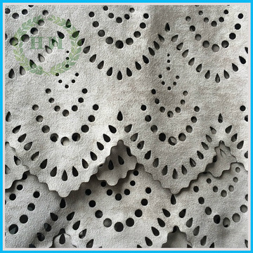 仿鹿皮麂皮绒切毛边冲孔镂空 激光打孔 时尚女服装透气面料