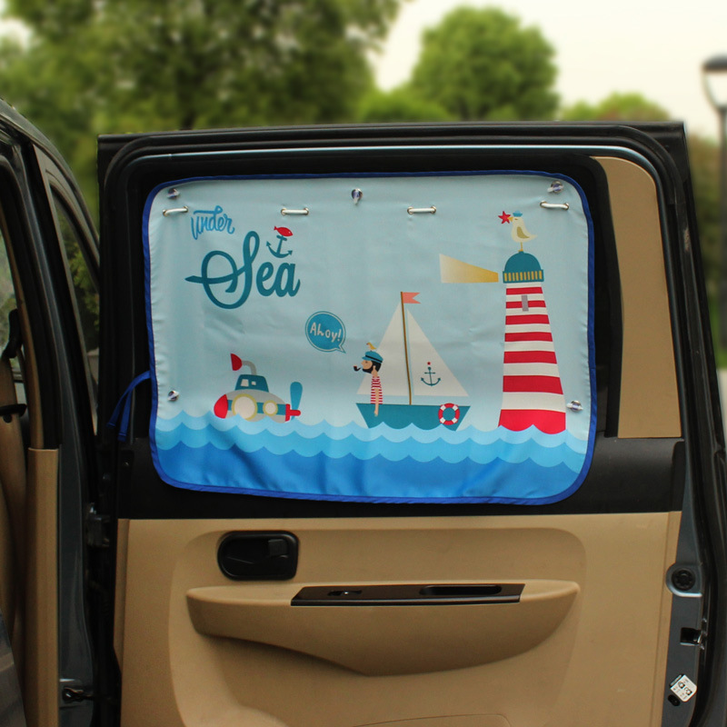 厂家直销 韩国卡通汽车遮阳帘 车用侧窗防晒降温 夏季吸盘式窗帘