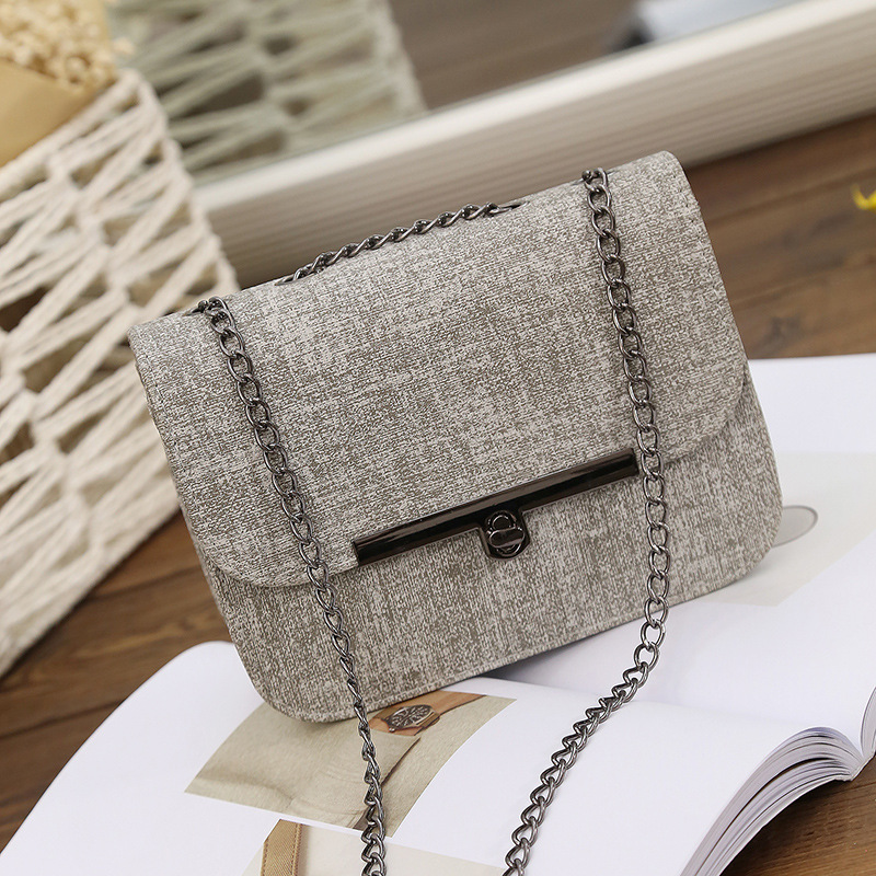 2020 Autumn and Winter New Woolen Iron Edge Screw Lock Chain Small Square Bag Shoulder Crossbody Mobile Phone Coin Purse Women's Bag