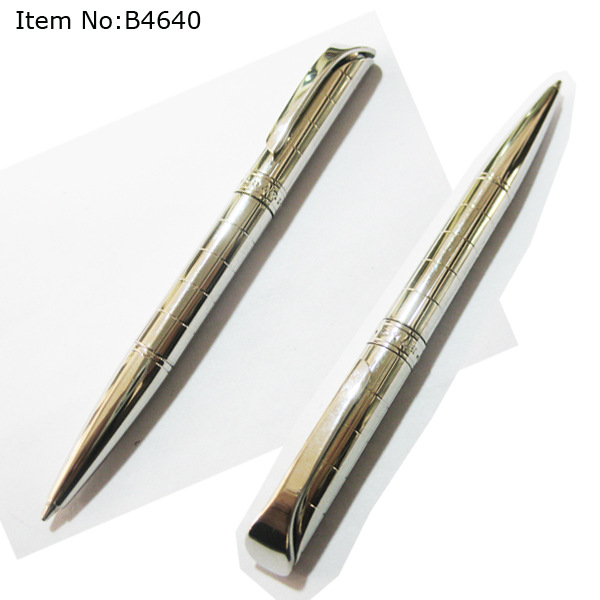 高档银色电镀笔 镀银的圆珠笔 双色电镀 带拉线银色笔 批量做