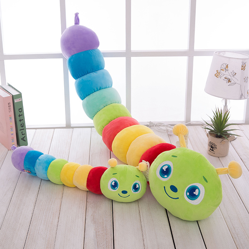 厂家直销超大号可爱七彩毛毛虫抱枕 毛毛虫 毛绒玩具靠垫儿童.