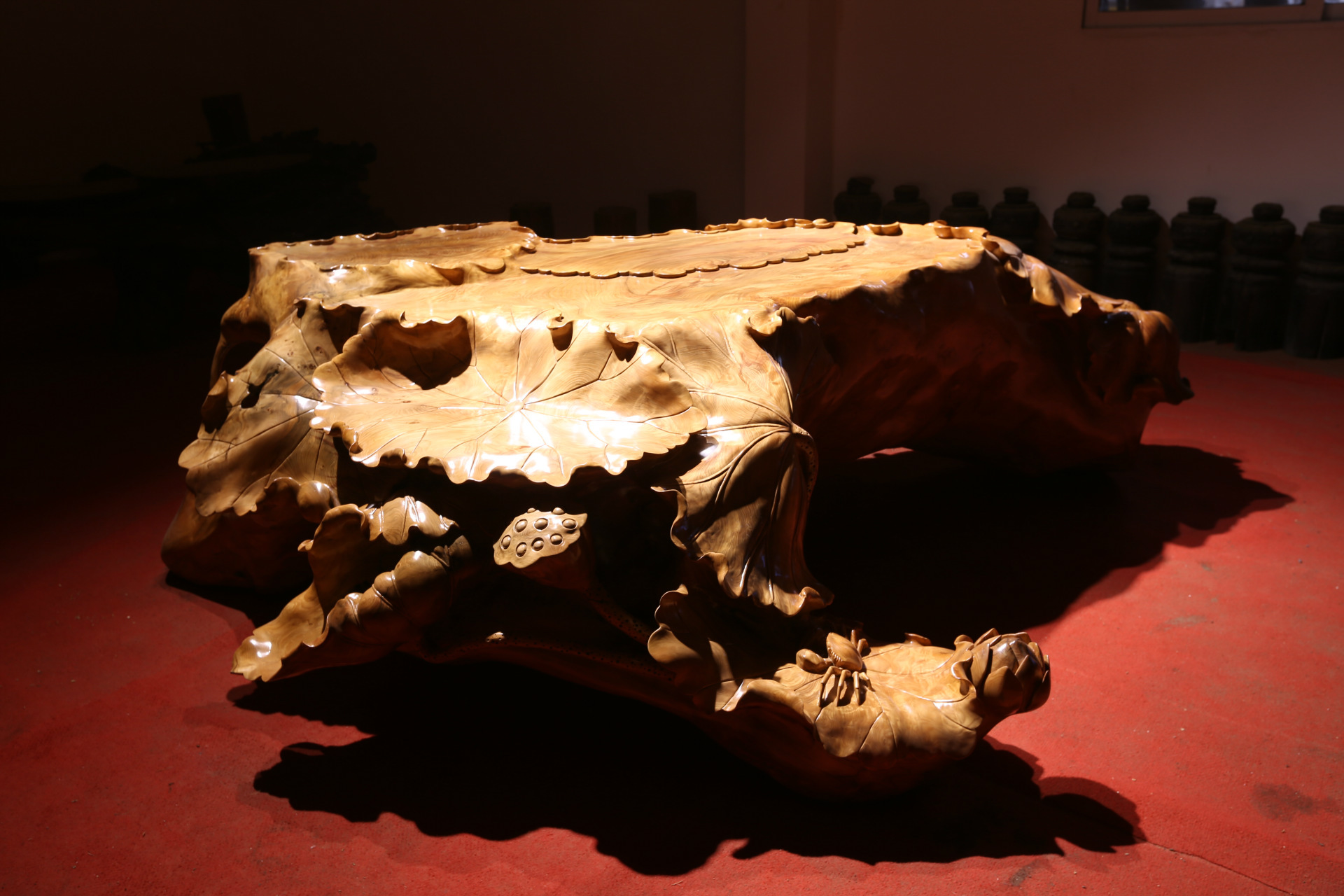 崖柏全手工精雕茶台