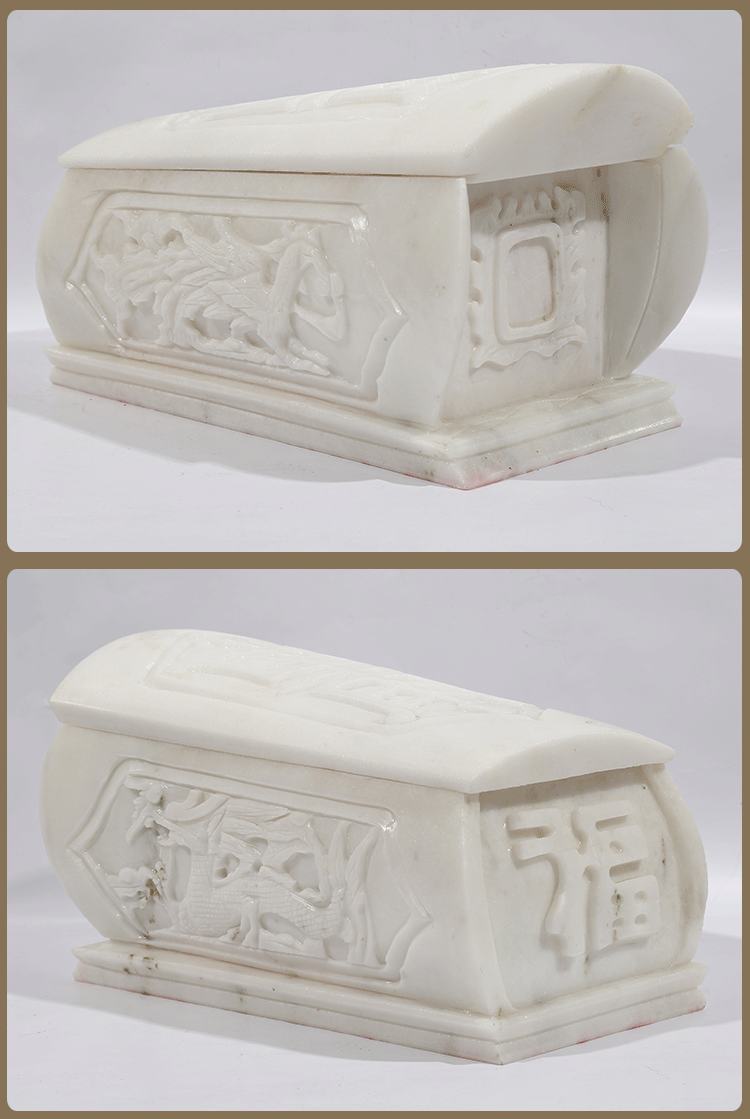汉白玉富贵龙凤石棺 精品寿盒寿材玉石随葬品殡葬用品批发