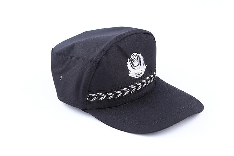 保安作训帽 协警/治安网格作训帽子 蓝黑色保安训练执勤帽