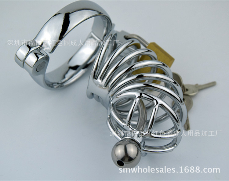 红色园新款cb金属贞操锁(带导尿管), 成人用品情趣用品厂家