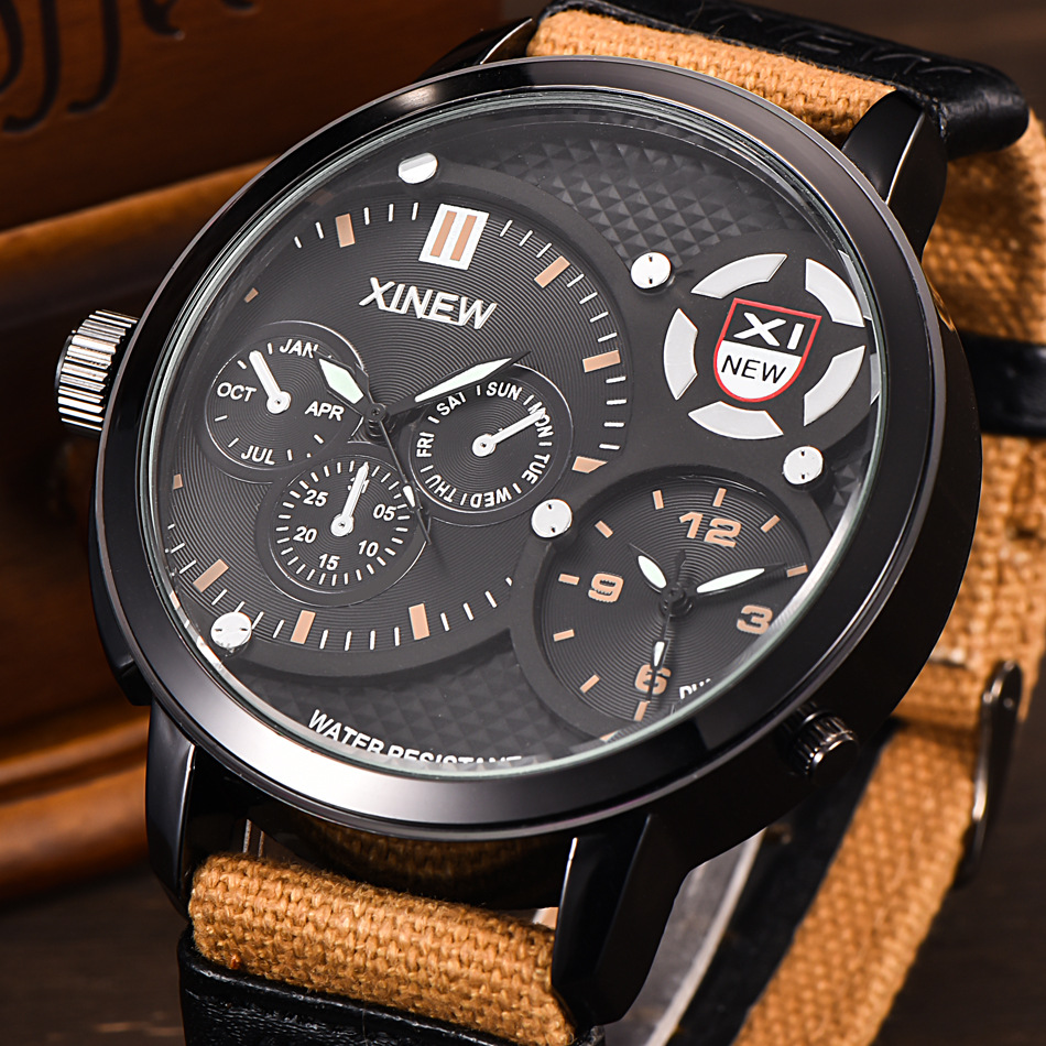 速卖通爆款品牌大表盘男表外贸运动手表时尚石英表男厂家现货批发