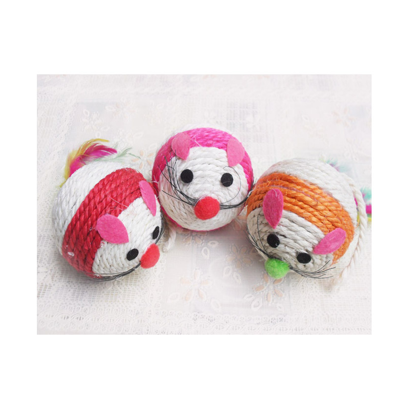 猫咪玩具可爱麻绳圆鼠玩具球猫咪啃咬玩具球宠物玩具宠物用品批发