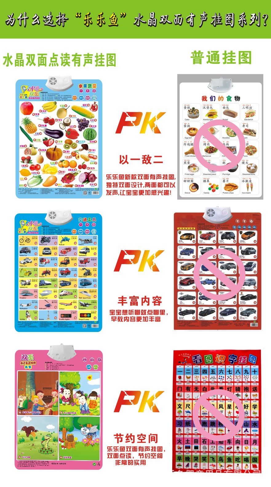 乐乐鱼水晶双面点读有声挂图发音挂图儿童早教益智玩具保证正品