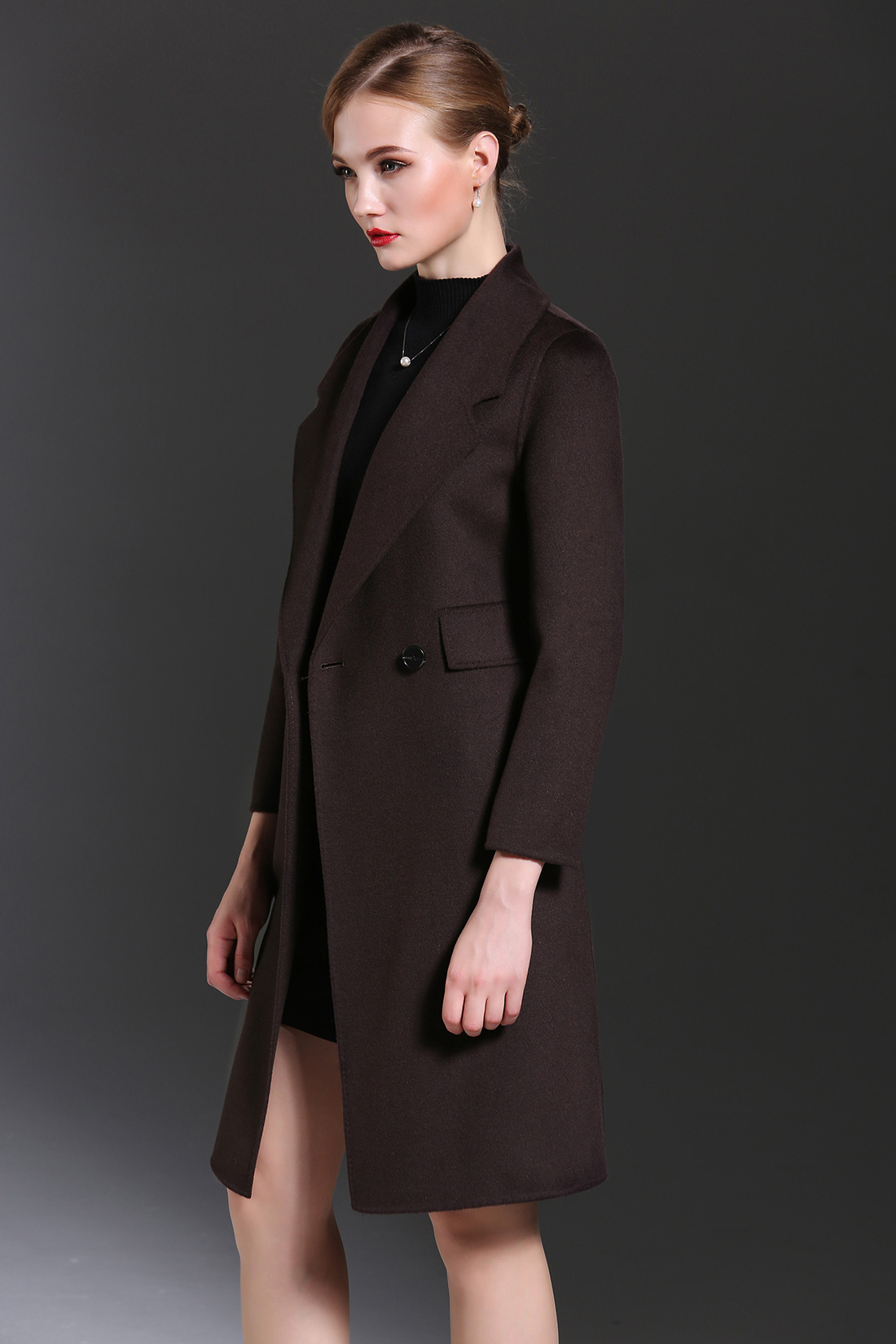 双面呢羊绒大衣女高档2016秋冬新款中长款纯色毛呢外套手工羊毛