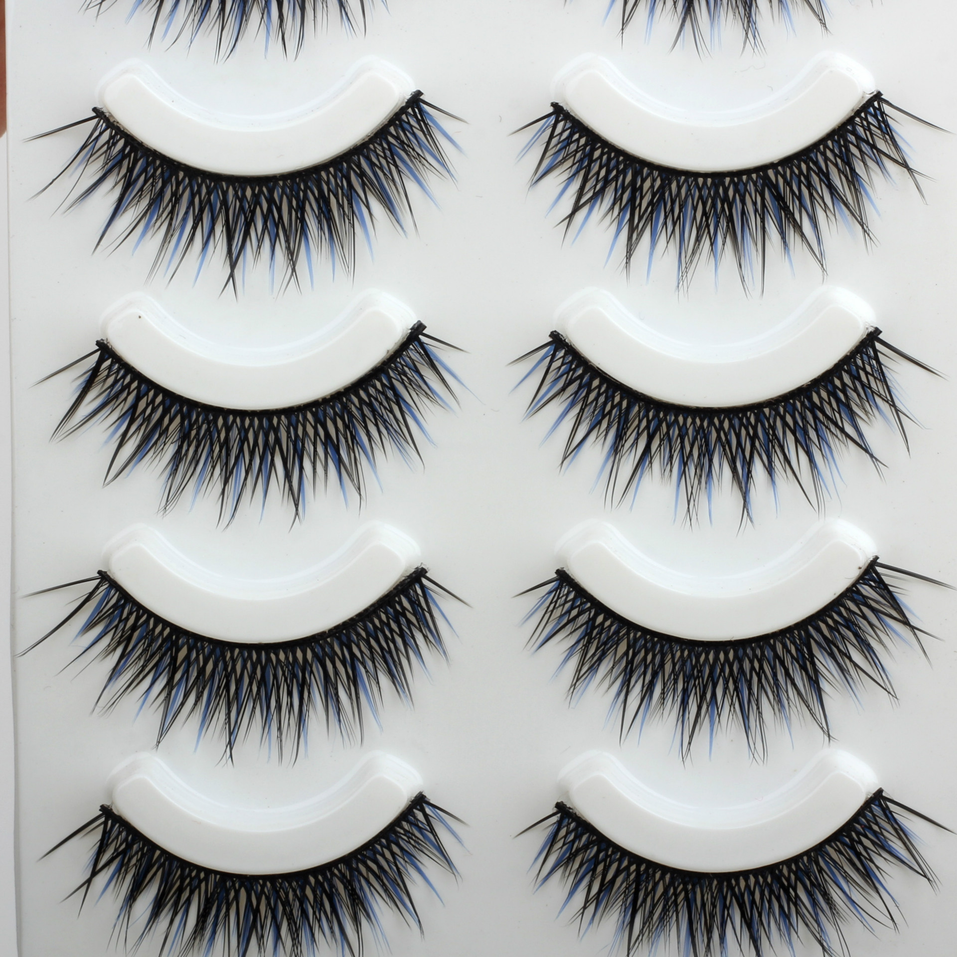 自然裸妆浓密假睫毛 混色蓝黑睫毛 卷翘多