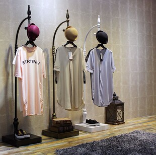 厂家定制服装店用小货架正挂挂衣架落地金属高度自由调节陈列架